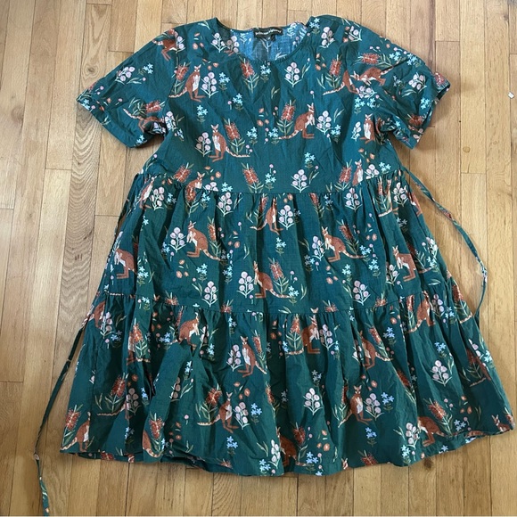 Princess Highway Rock Wallaby Smock dress AUS20 pockets belt bow kangaroo - Picture 3 of 9